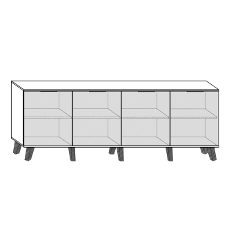 Komoda OSMAK 4D, černá/bílý lesk, 5 let záruka