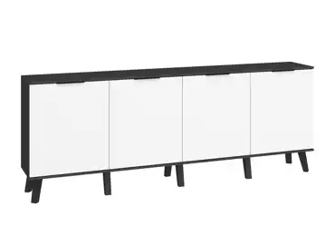 Komoda OSMAK 4D, černá/bílý lesk