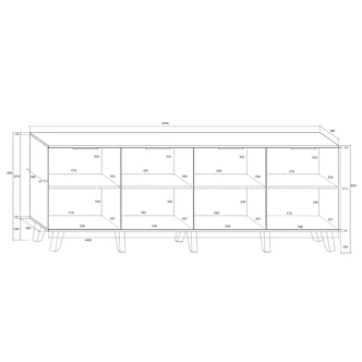 Komoda OSMAK 4D, černá/bílý lesk