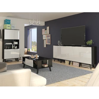 Komoda OSMAK 4D, černá/bílý lesk