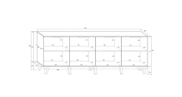 Komoda OSMAK 4D, craft bílý/craft zlatý
