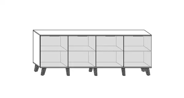 Komoda OSMAK 4D, dub burgundský/bílý lesk