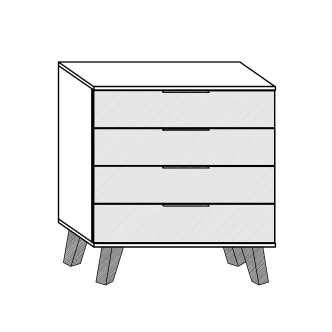 Komoda OSMAK 4S, dub burgundský/bílý lesk, 5 let záruka