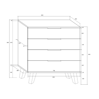 Komoda OSMAK 4S, dub sonoma/bílý lesk, 5 let záruka