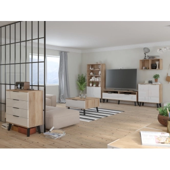 Komoda OSMAK 4S, dub sonoma/bílý lesk, 5 let záruka