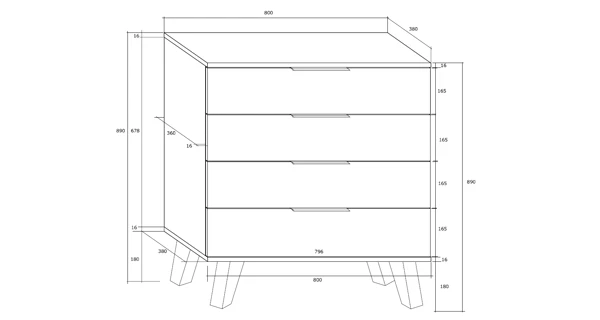 Komoda OSMAK 4S, dub sonoma/bílý lesk