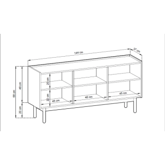Komoda OTANE výšky 68 cm, dub riviera/mramor Bianco