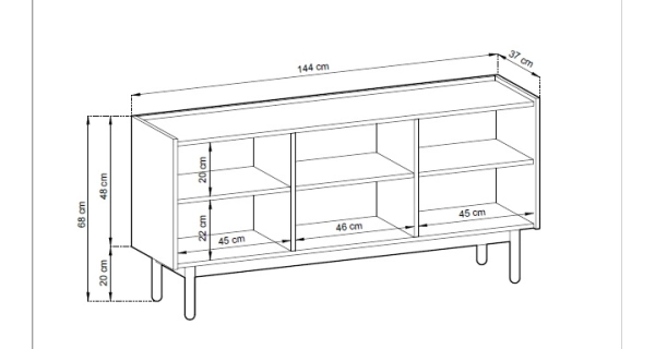 Komoda OTANE výšky 68 cm, dub riviera/mramor Bianco
