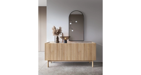 Komoda OTANE výšky 68 cm, dub riviera/mramor Bianco