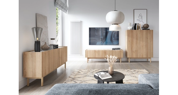 Komoda OTANE výšky 68 cm, dub riviera/mramor Bianco