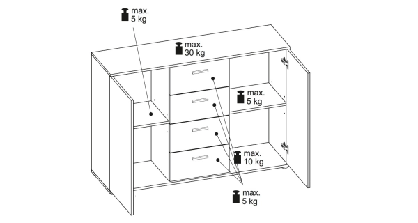 Komoda OVCHARETS typ 3, dub craft bílý