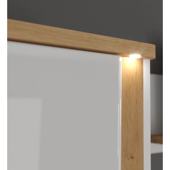 Komoda PERPIDA 2D4S, alpská bílá/dub artisan/bílý lesk