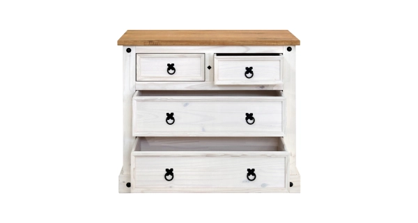 Komoda PIMBOW 4 zásuvky, masiv borovice, bílý vosk