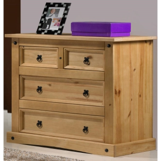 Komoda PIMBOW 4 zásuvky, masiv borovice, vosk