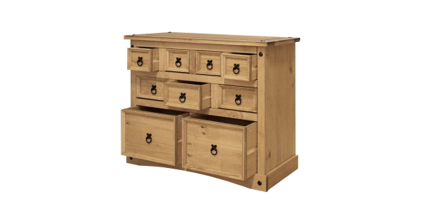 Komoda PIMBOW 9 zásuvek, borovice