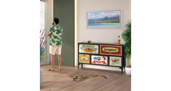 Komoda PONBELQUIN s 5 zásuvkami, vícebarevná