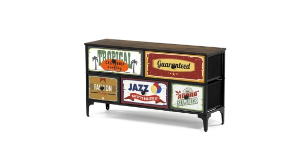 Komoda PONBELQUIN s 5 zásuvkami, vícebarevná