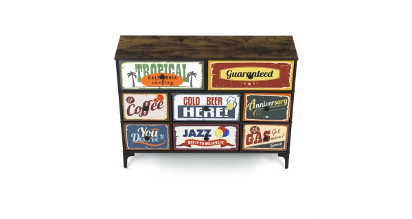 Komoda PONBELQUIN s 8 zásuvkami, vícebarevná