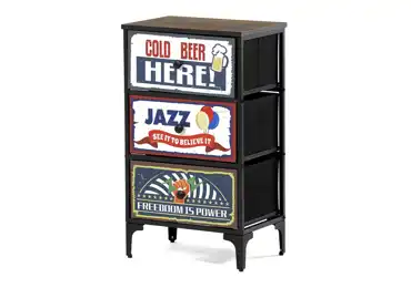 Komoda PONBELQUIN se 3 zásuvkami, vícebarevná