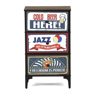 Komoda PONBELQUIN se 3 zásuvkami, vícebarevná