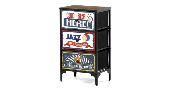 Komoda PONBELQUIN se 3 zásuvkami, vícebarevná