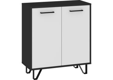 Komoda PRUDHOE 2D, černá/bílý lesk