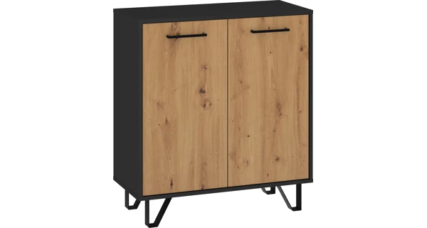 Komoda PRUDHOE 2D, černá/dub artisan