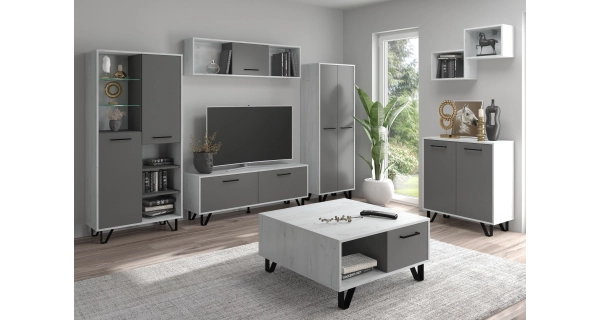 Komoda PRUDHOE 2D, craft bílý/grafit, 5 let záruka