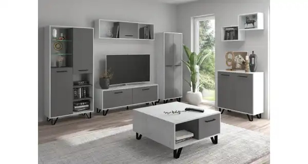 Komoda PRUDHOE 2D, craft bílý/grafit