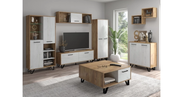 Komoda PRUDHOE 2D, craft zlatý/craft bílý, 5 let záruka