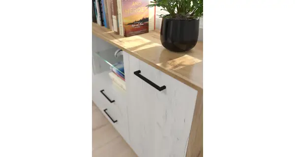 Komoda PRUDHOE 2D, craft zlatý/craft bílý