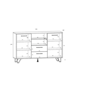 Komoda PRUDHOE 2D2S, bílá/dub sonoma