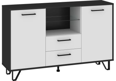 Komoda PRUDHOE 2D2S, černá/bílý lesk