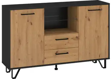 Komoda PRUDHOE 2D2S, černá/dub artisan