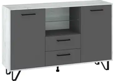Komoda PRUDHOE 2D2S, craft bílý/grafit