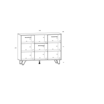 Komoda PRUDHOE 3D, bílá/černý lesk, 5 let záruka