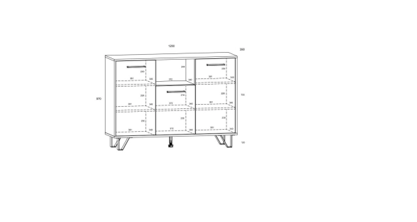Komoda PRUDHOE 3D, bílá/černý lesk, 5 let záruka