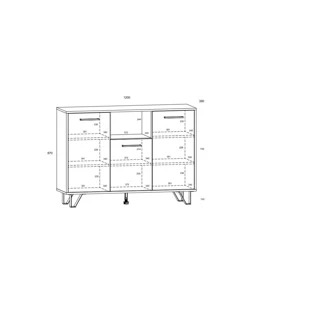 Komoda PRUDHOE 3D, bílá/černý lesk