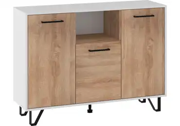 Komoda PRUDHOE 3D, bílá/dub sonoma