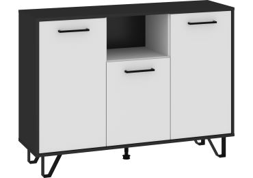 Komoda PRUDHOE 3D, černá/bílý lesk