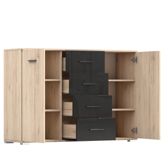 Komoda RADICH 2D4S, dubsan remo/černá