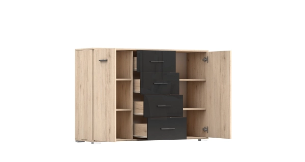 Komoda RADICH 2D4S, dubsan remo/černá