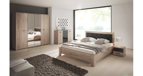 Komoda RADICH 4S, dub sanremo/černá