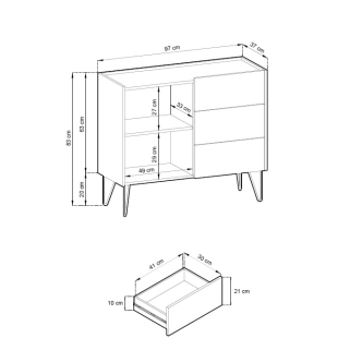 Komoda RAJKA 1D3S, černá