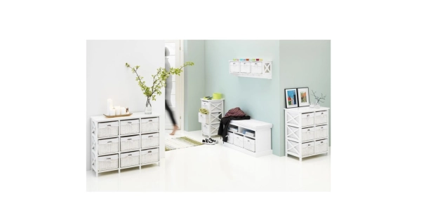 Komoda s 9 koši TAYAS, bílá