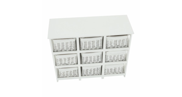 Komoda s 9 koši TAYAS, bílá