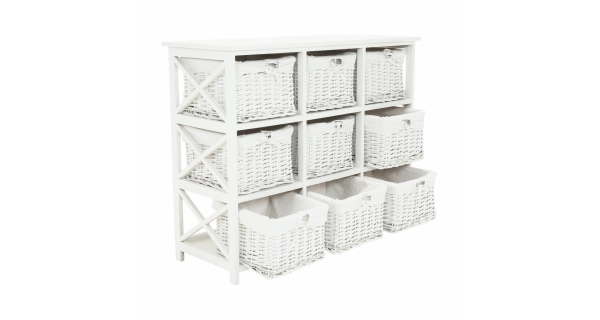 Komoda s 9 koši TAYAS, bílá