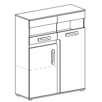 Komoda s barem ORAKI, antracit/růžová