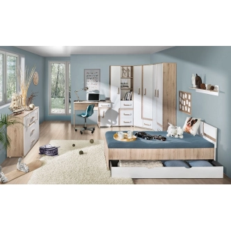 Komoda s barem ORAKI, dub jasný/bílá