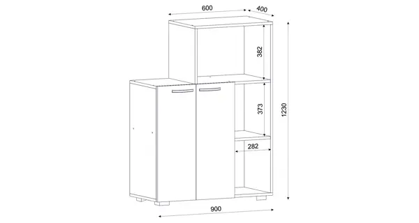 Komoda s regálem JOSE, bílá